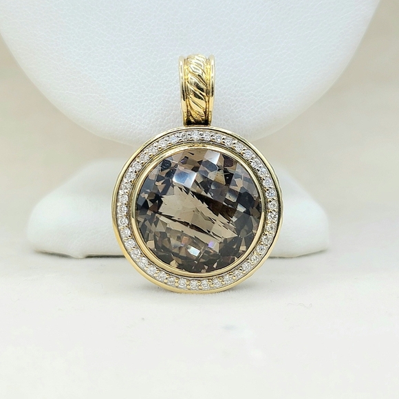 David Yurman Jewelry - David Yurman Cerise Pendant Enhancer With Smoky Quartz Diamonds And Gold